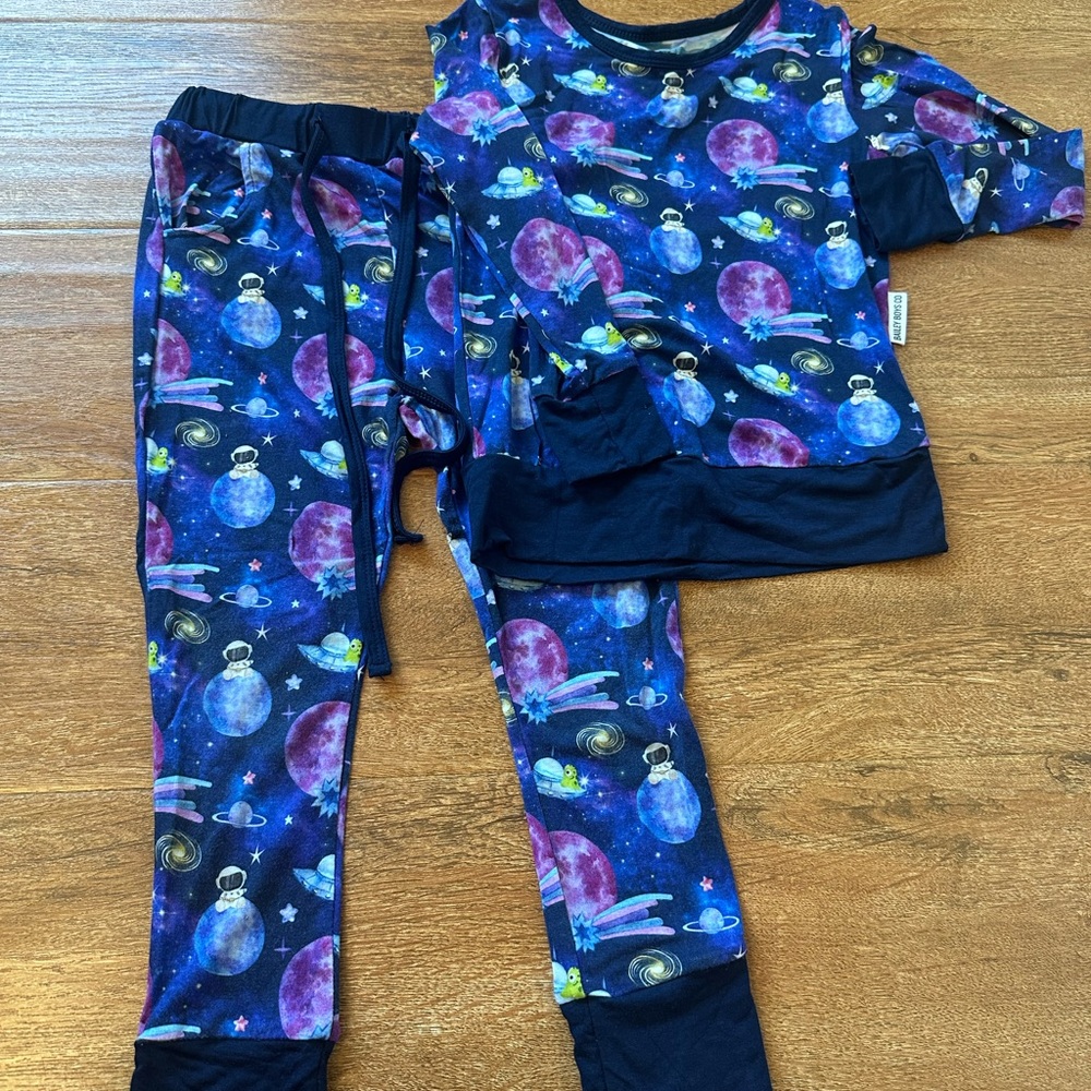 Galaxy Dream Kids Pajama Set - Navy & Purple